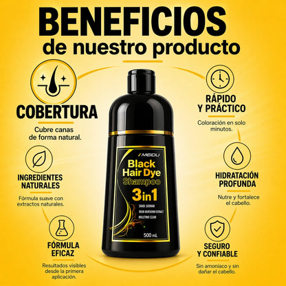 Shampoo 3 en 1 | Negro Natural Desde la 1ra Lavada