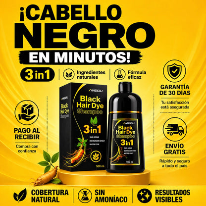 Shampoo 3 en 1 | Negro Natural Desde la 1ra Lavada