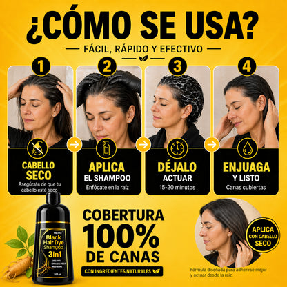 Shampoo 3 en 1 | Negro Natural Desde la 1ra Lavada